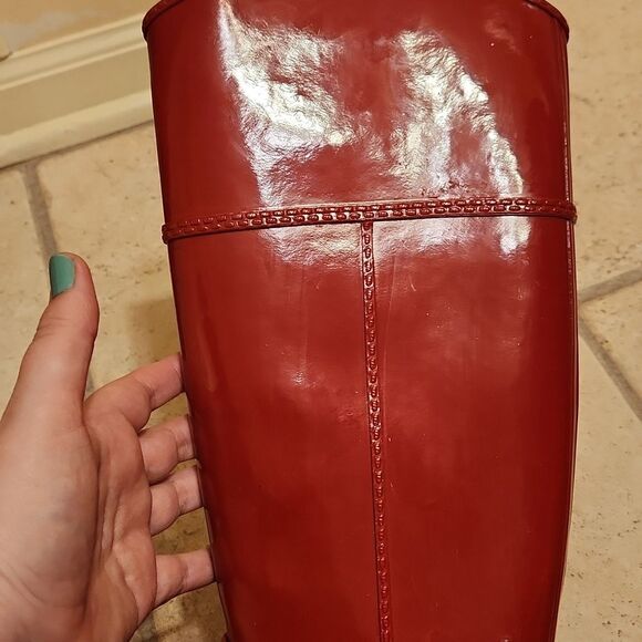 Michael Kors Women's Fulton Harness Red Tall Rubber Riding Boots Size 7 - Picture 13 of 14